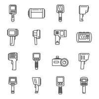 Thermal imager device icons set, outline style vector