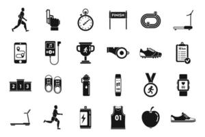 Running health icons set, simple style vector