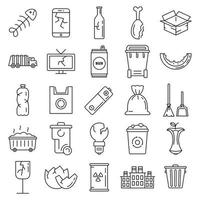 Garbage rubbish icons set, outline style