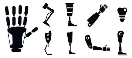 Artificial limbs prosthesis icons set, simple style vector