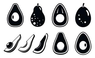 Exotic avocado icons set, simple style vector