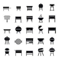 Grill brazier icons set, simple style vector