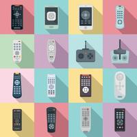 Remote control icons set, flat style vector