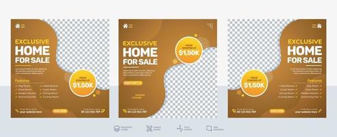 Free Modern real estate social media post set or banner set vector design template