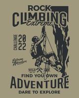 Mountain Rock Climbing Adventure Design T Shirt vector