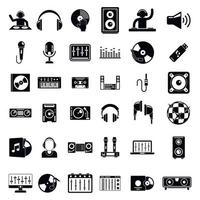 Dj icons set, simple style vector