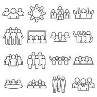 Audience customer icons set, outline style vector