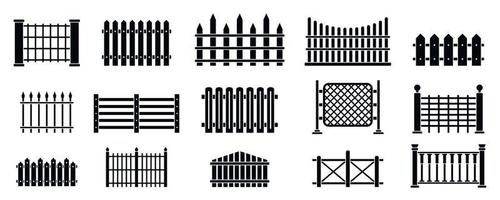 Fence icons set, simple style vector