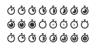 Countdown timer icons set. Isolated vector illustration.