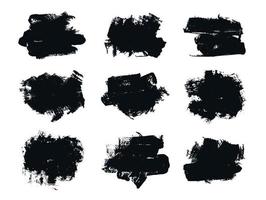 pintura negra vectorial, trazo de pincel de tinta, pincel, línea o textura. elemento de diseño artístico sucio, caja, marco. vector