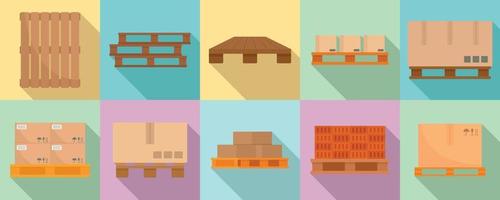 Pallet icons set, flat style vector