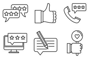 Review icons set, outline style vector