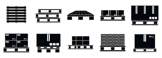 Pallet tray icons set, simple style vector