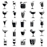 Cocktail drink icons set, simple style vector