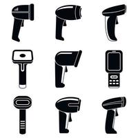 Market barcode scanner icons set, simple style vector