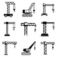 Crane construction icons set, simple style vector