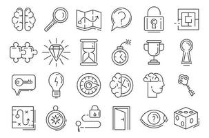 Quest icons set, outline style vector