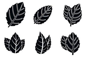 Mint leaf icons set, simple style vector