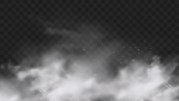 White fog or smoke on dark copy space background. Vector illustration