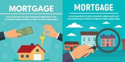 Mortgage banner set, flat style vector