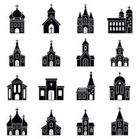 Church building icons set, simple style vector