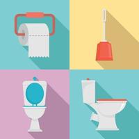 Toilet icons set, flat style vector