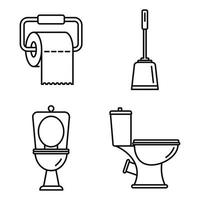 Restroom toilet icons set, outline style