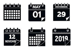 Calendar page icons set, simple style vector