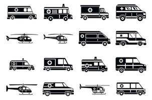 conjunto de iconos de ambulancia de la ciudad, estilo simple