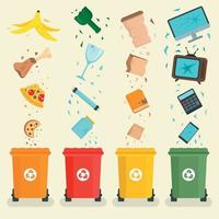 Garbage sorting concept banner, flat style vector