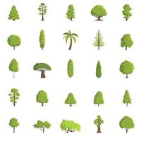 Tree icons set, flat style vector