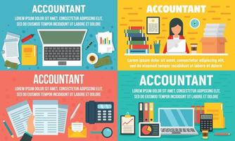 Accountant banner set, flat style vector