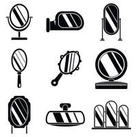Hand mirror icons set, simple style vector
