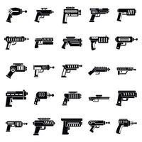 Conjunto de iconos de pistola blaster, estilo simple