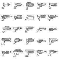 Blaster shotgun icons set, outline style vector