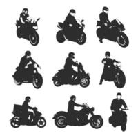 motorcycle collection silhouette vector