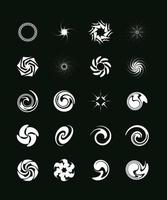 Abstract circular shape element set collection. isolated Logo, swirl, spiral, rounded element for graphic design. vector