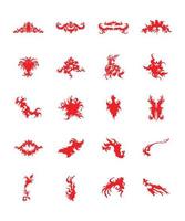Set of decorative red fire and flame vector illustration