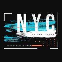 Stylish New York City in grunge style with blue brush for t-shirt and apparel abstract design. vector