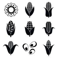 Farm corn icons set, simple style vector