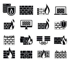 Firewall data icons set, simple style vector