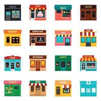 Local business icons set, flat style vector