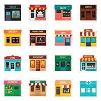 conjunto de iconos de negocios locales, tipo plano vector