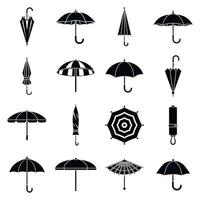 conjunto de iconos de accesorios de paraguas, estilo simple vector