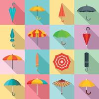 Umbrella icons set, flat style vector