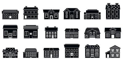 City cottage icons set, simple style vector