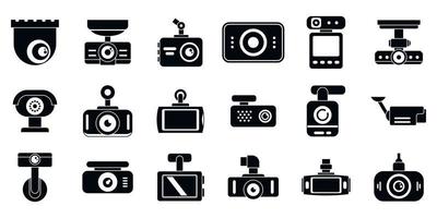 DVR camera icons set, simple style vector