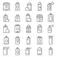 Personal deodorant icons set, outline style vector