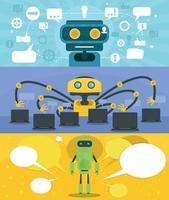 Chat robot banner concept set, flat style vector