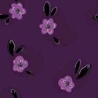 Seamless vector pattern with purple flowers